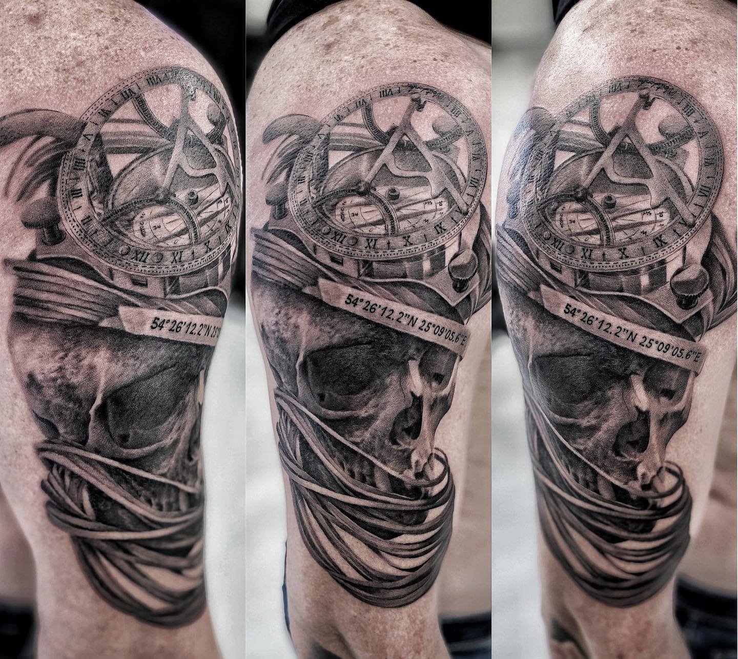 Realistic black and grey portrait tattoo