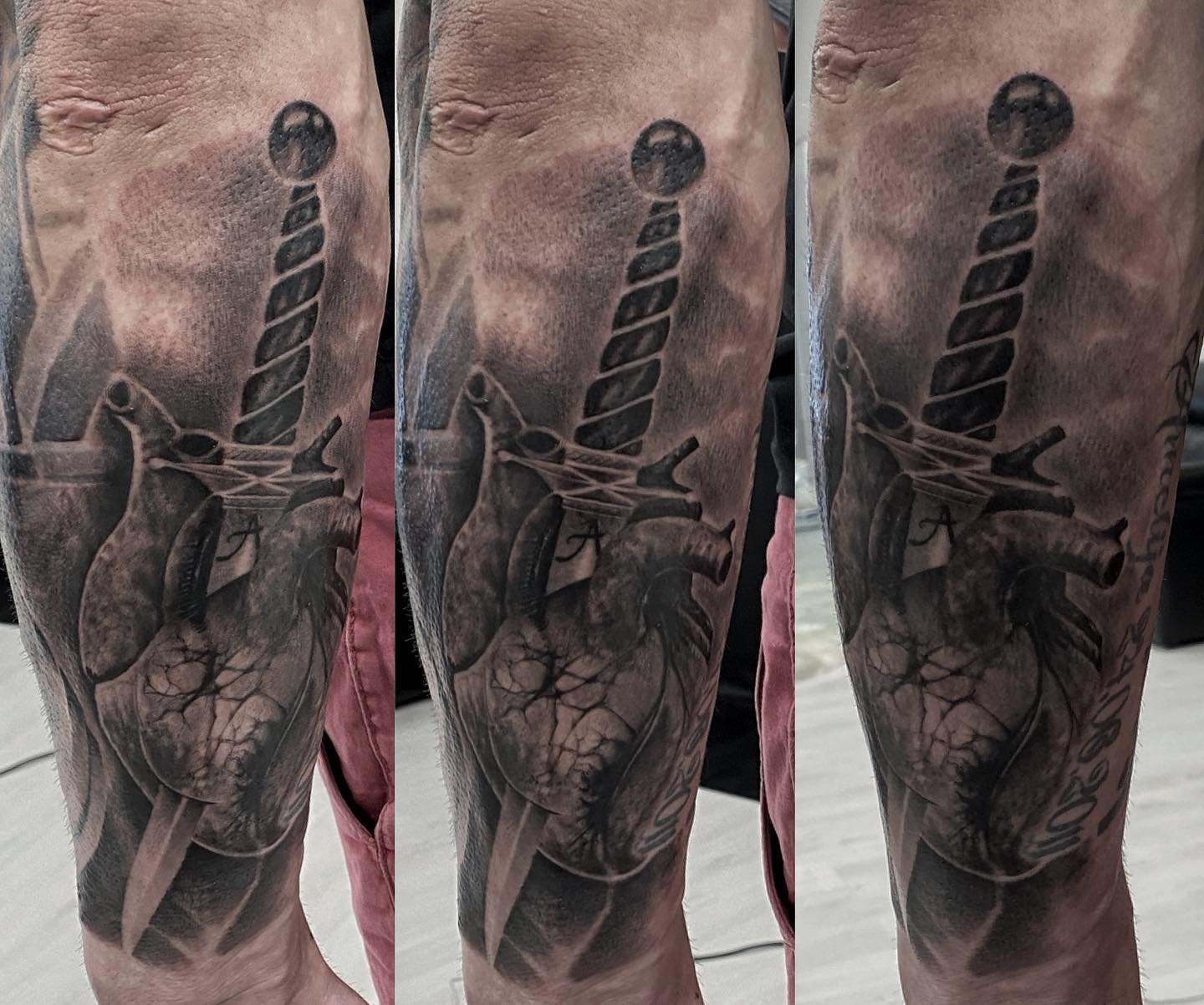 Realistic black and grey portrait tattoo
