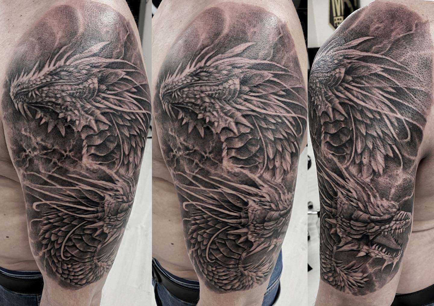Realistic black and grey portrait tattoo