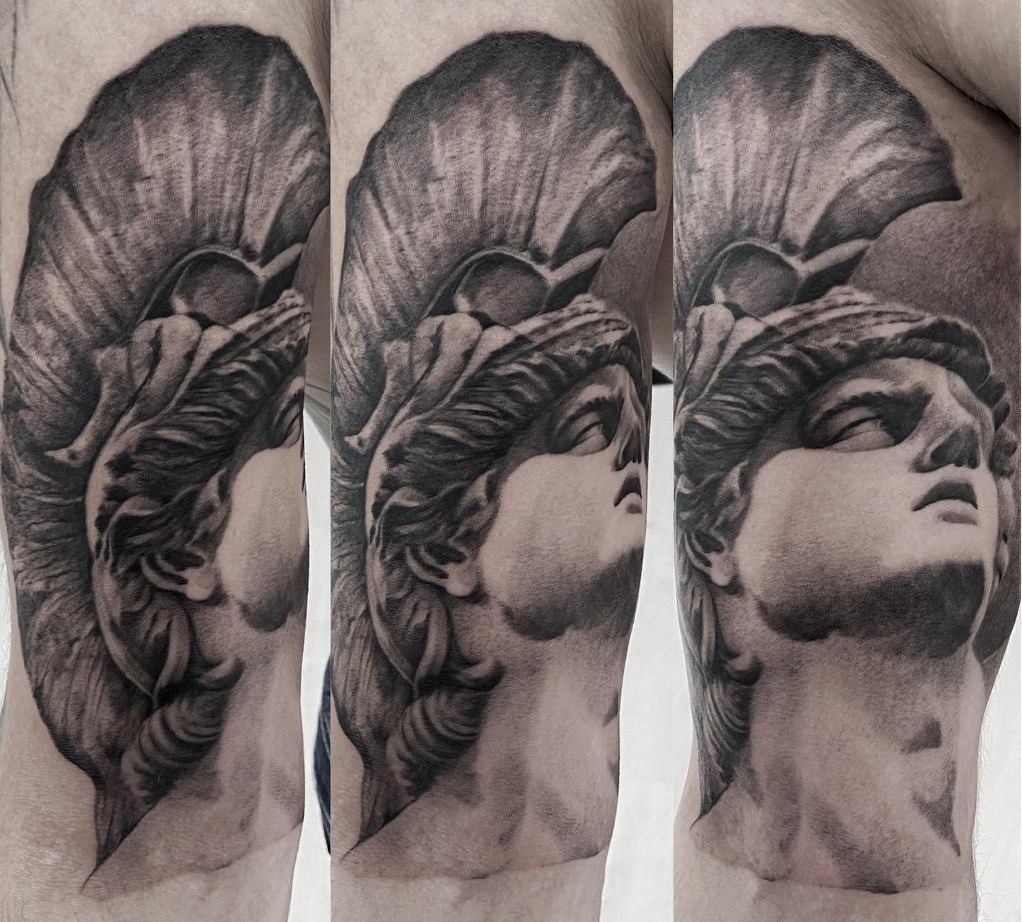 Custom geometric tattoo design on upper arm