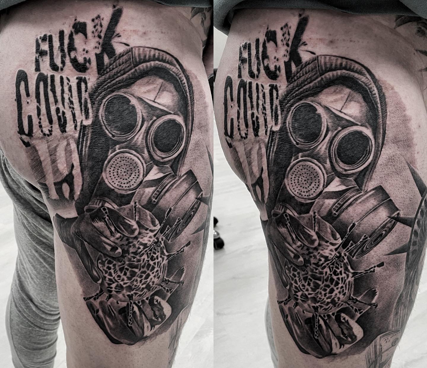 Realistic black and grey portrait tattoo