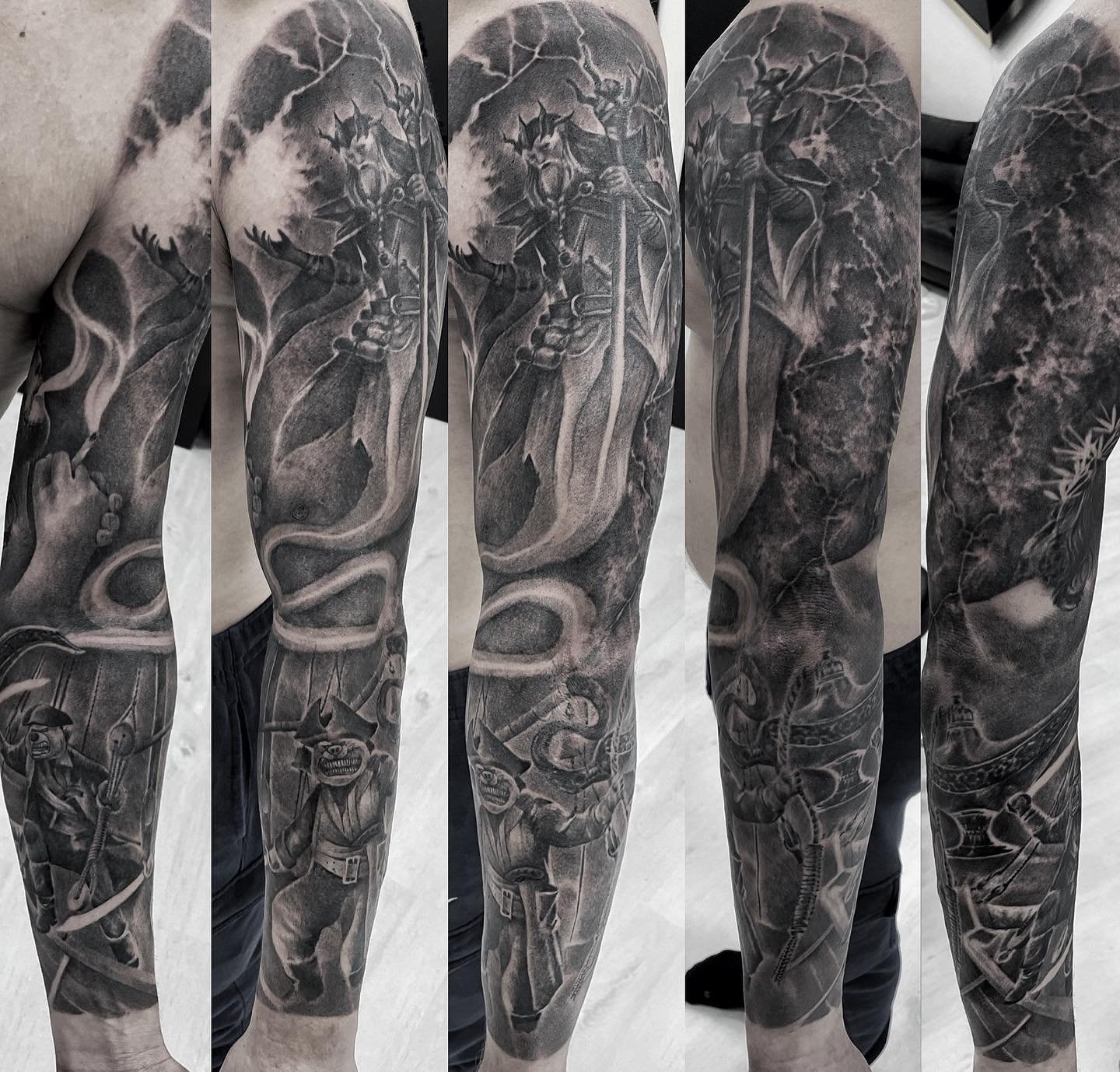Custom geometric tattoo design on upper arm